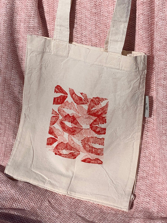 Lip Print Tote Bag