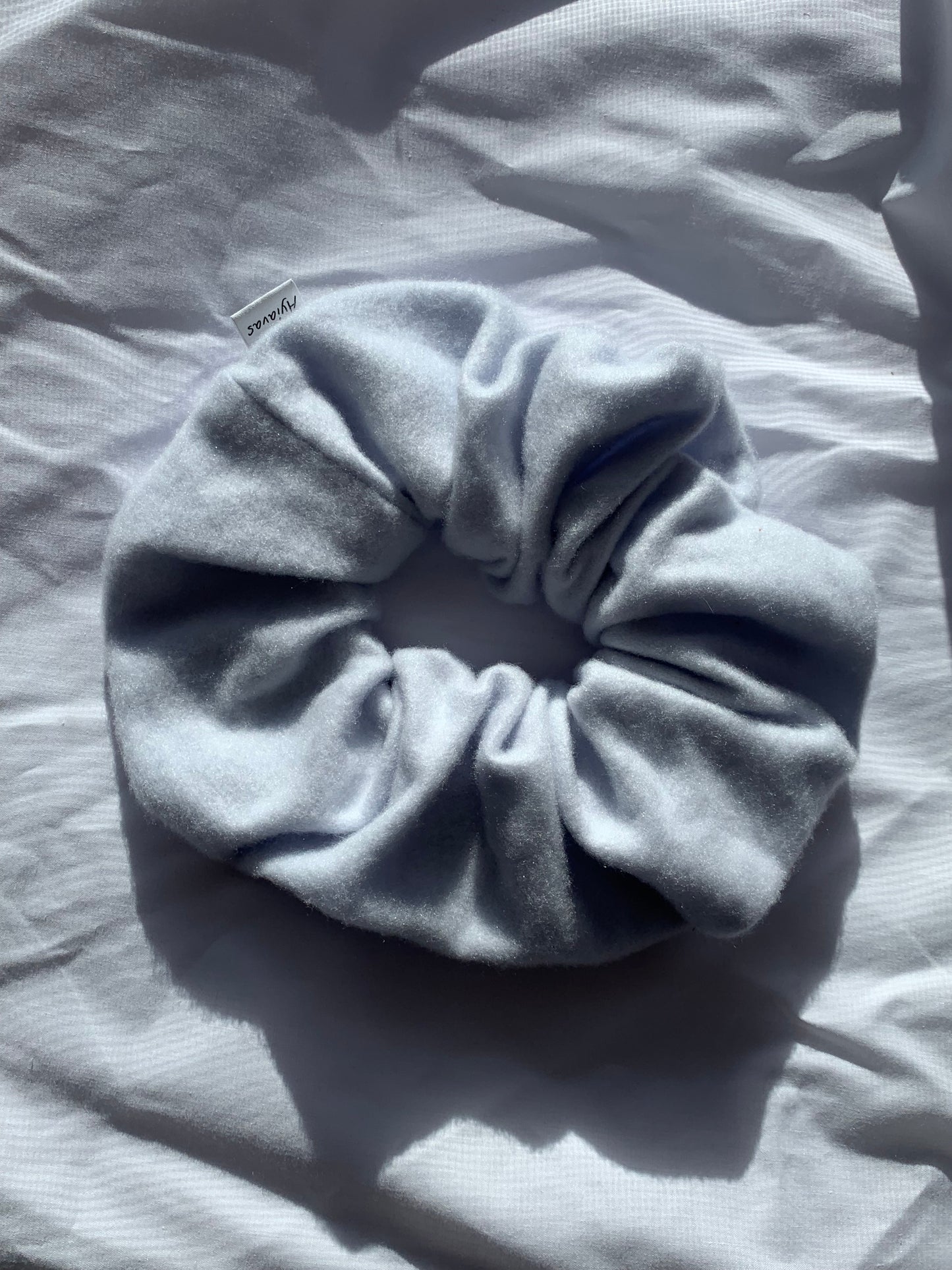 Fluffy Pale Blue Mini Scrunchie