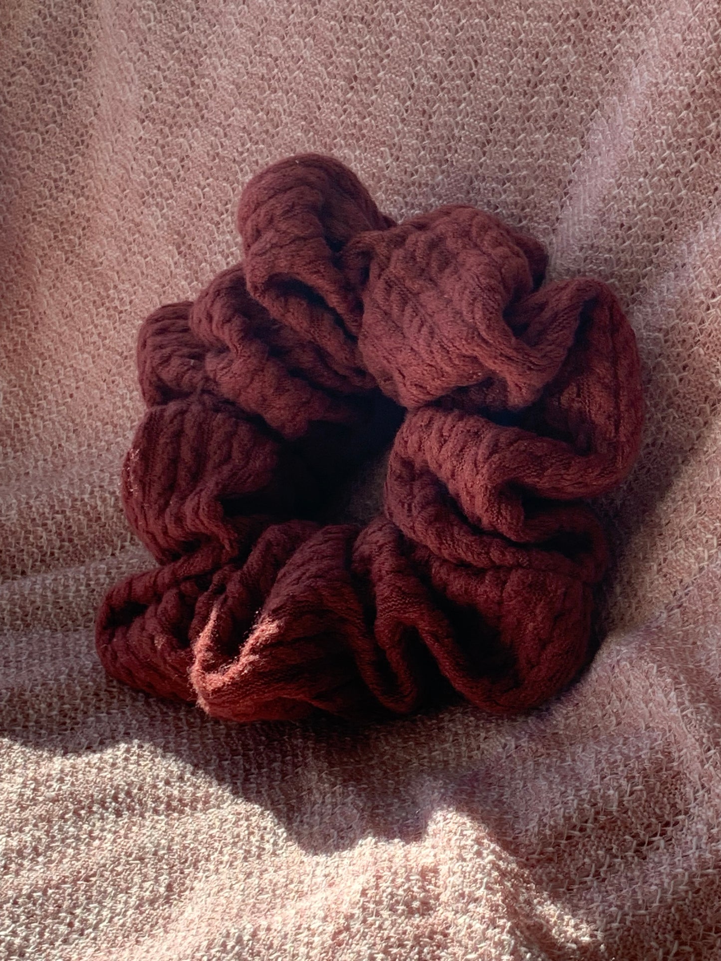 Dark Rose Cable Knit Jumbo Scrunchie