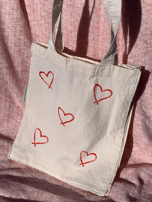 Simple Heart Print Tote Bag