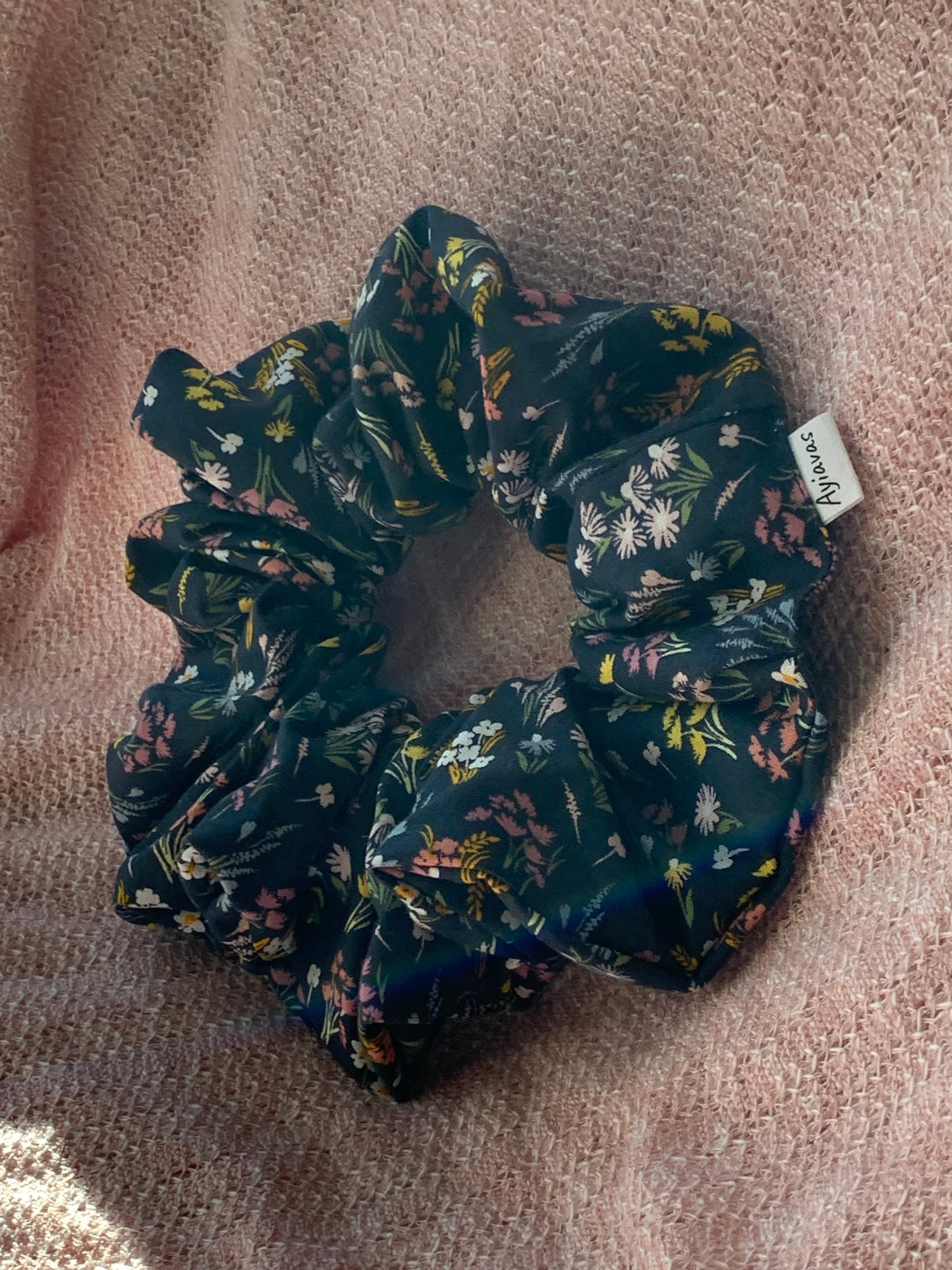 Dark Blue Rainbow Flower Jumbo Scrunchie