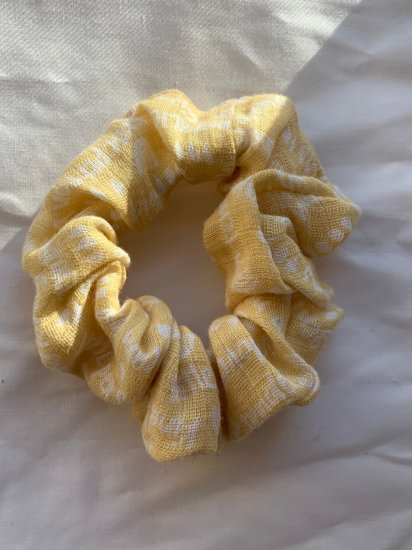 Light Yellow and White Mini Scrunchie