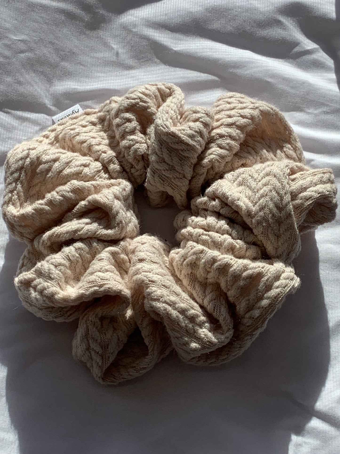 Cream Cable Knit Jumbo Scrunchie