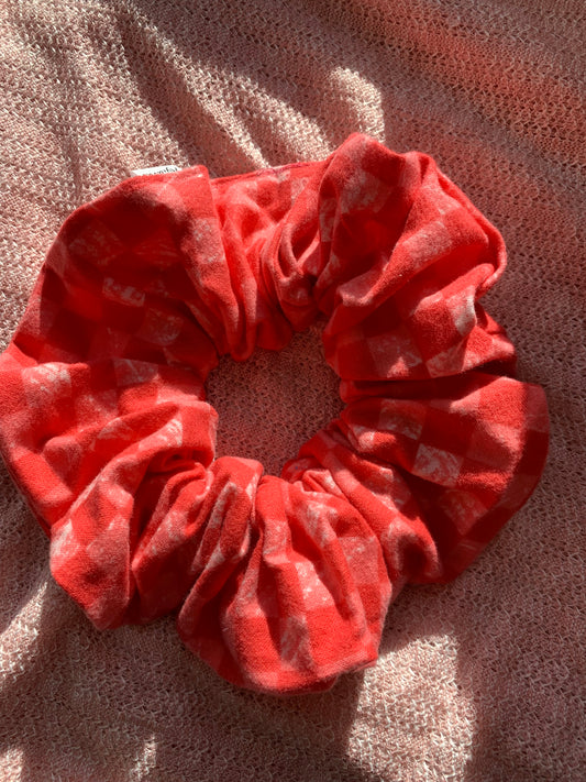 Pink Checkered Jumbo Scrunchie