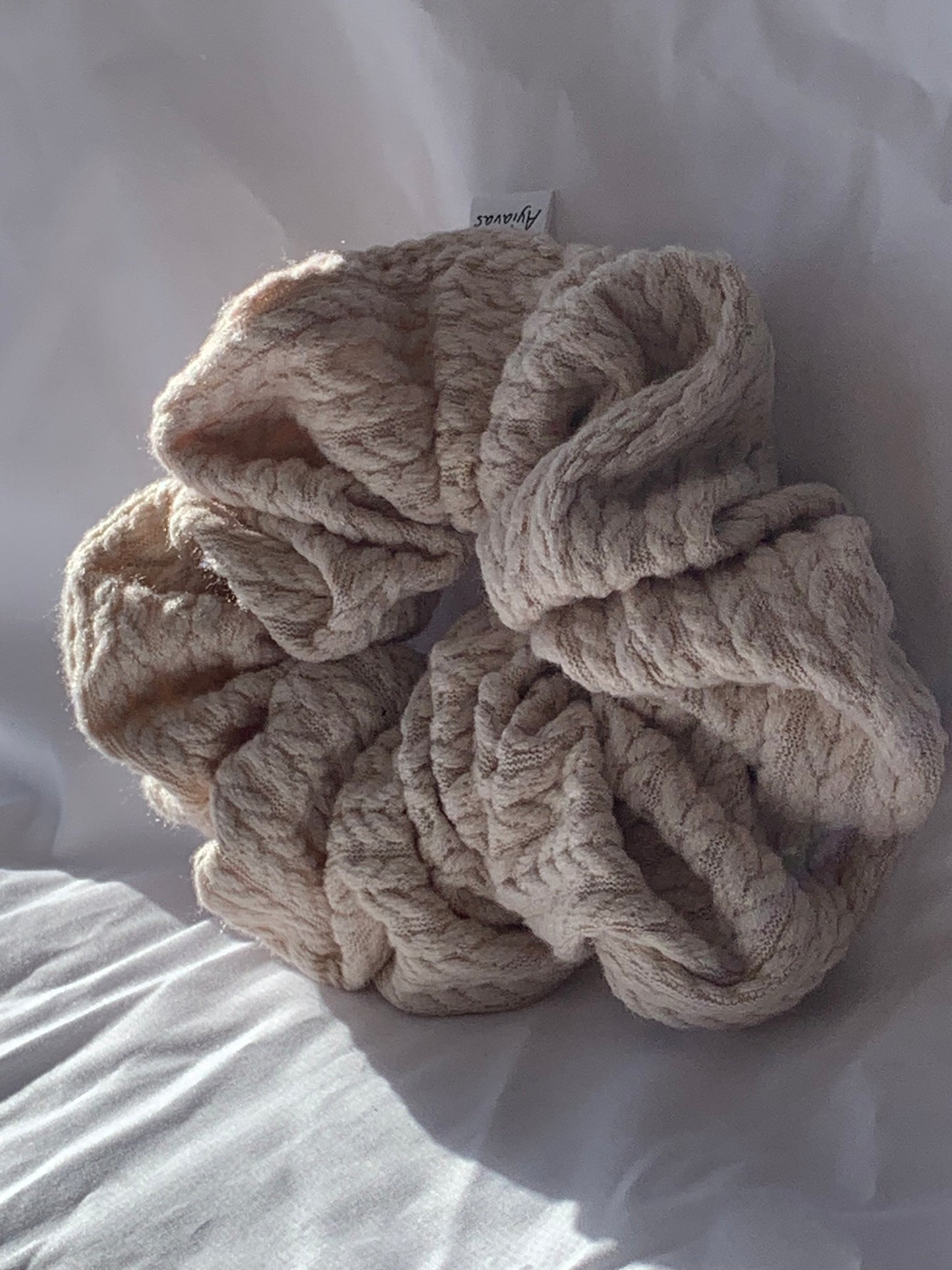 Cream Cable Knit Jumbo Scrunchie